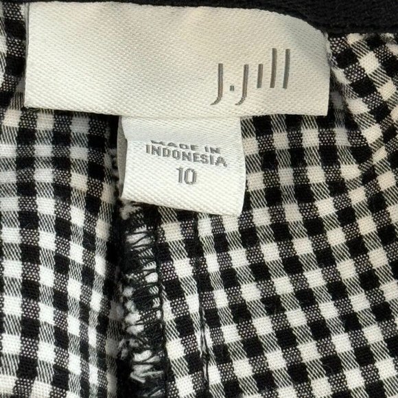 J. Jill Black White Gingham plaid pull on ankle Pants Womens size 10 stretch - Picture 5 of 6